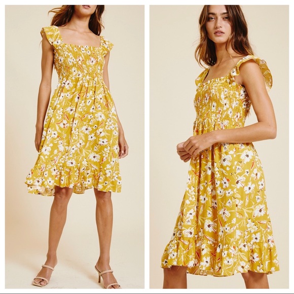 16 Boho Chic Sleeveless Tropical Print Smock Front Dress - Picture 4 of 6